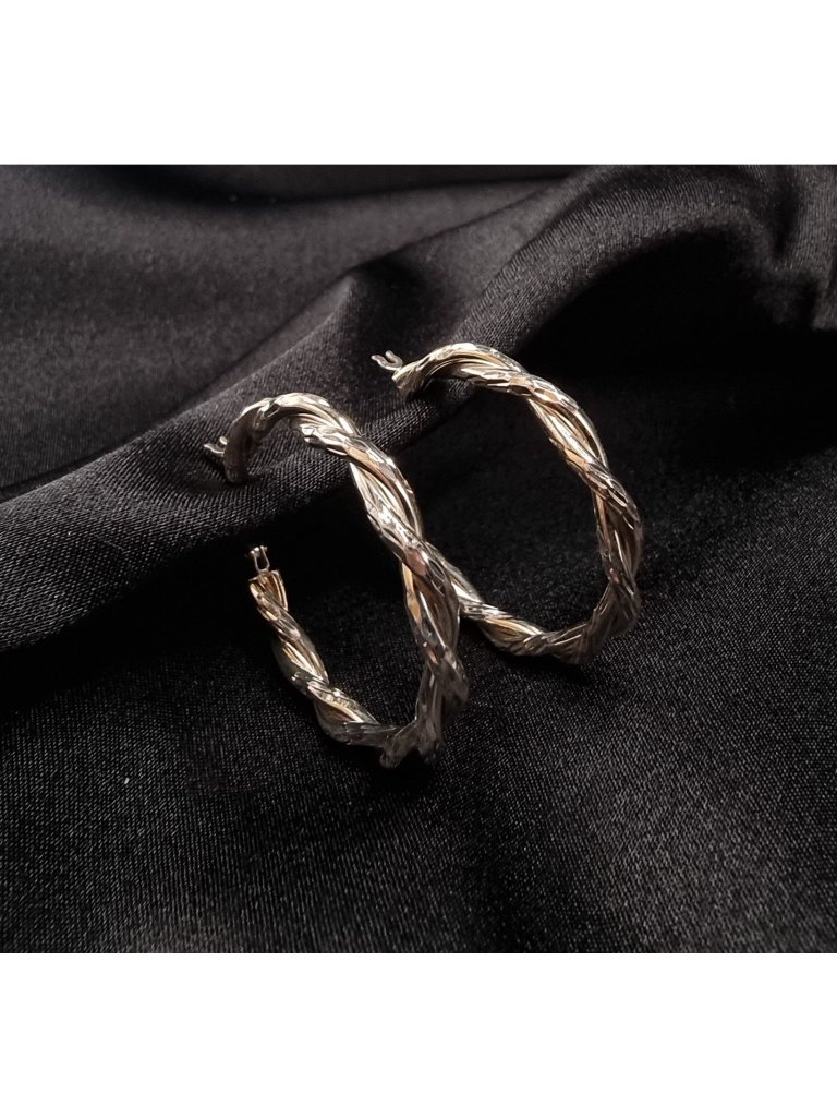 925 Sterling Silver Jcm Signed Twisted Sterling Silver Hoop Earrings 45$